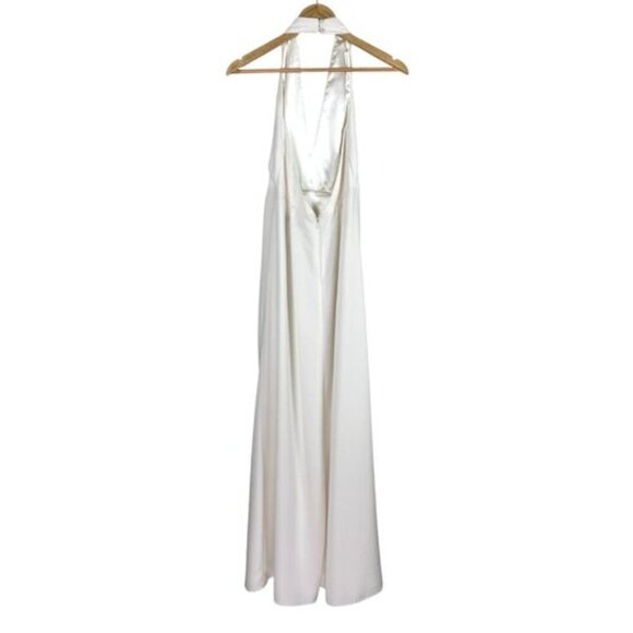 JILL JILL STUART V NECK PLEATED OFF WHITE GOWN - Picture 6 of 9